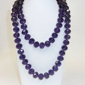 Heidi Daus Faceted Amethyst Glass Beaded 35" Single Strand Necklace NWT
